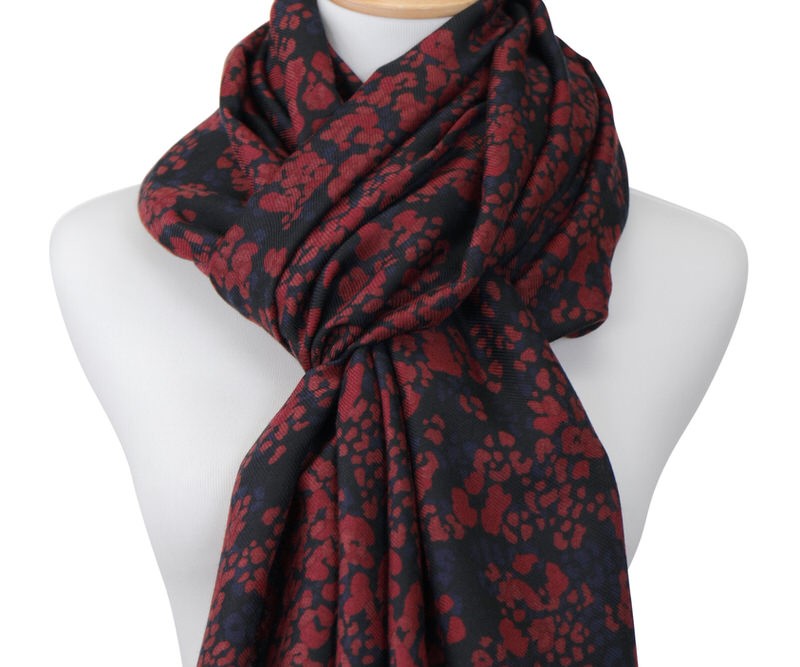 Isabelle Burgundy Black Scarf