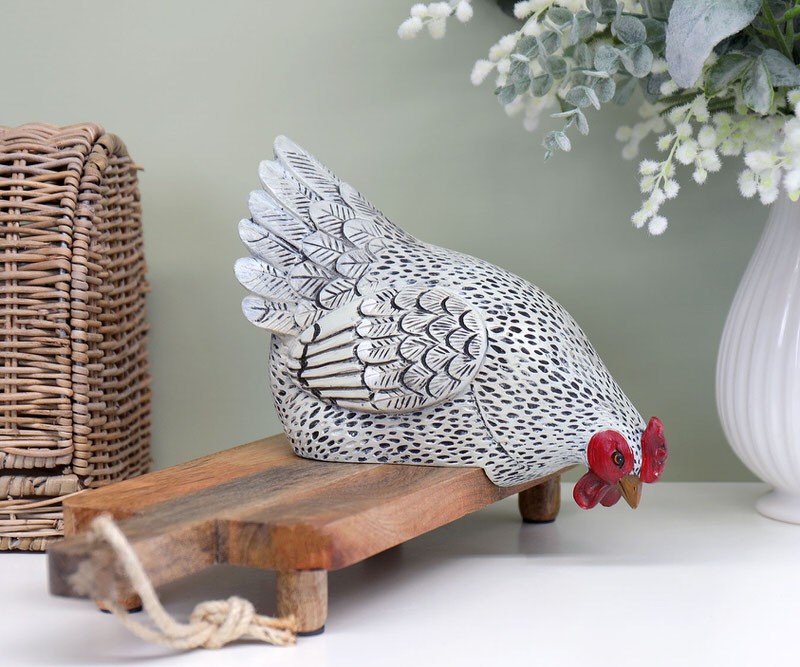 Harriet White Hen - Shelf Sitting Chicken