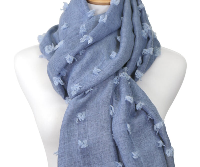 Santa Fe Tufted Denim Blue Scarf