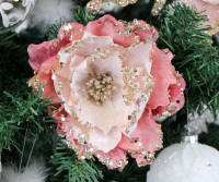 Peony Rose Pink Velvet Flower Tree Decoration