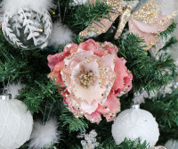 Peony Rose Pink Velvet Flower Tree Decoration