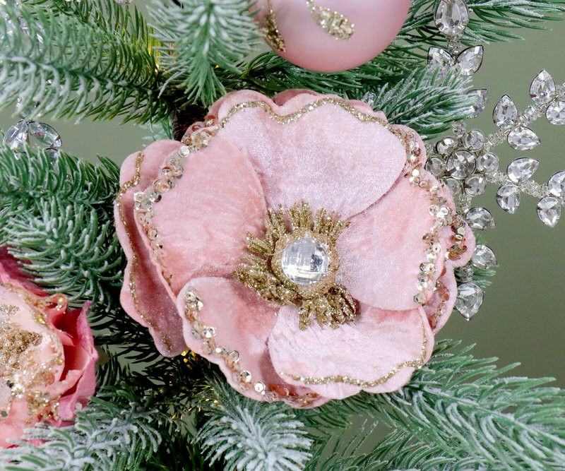 Larissa Rose Pink Velvet Flower Tree Decoration