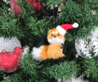 Fox with Santa Hat Decoration