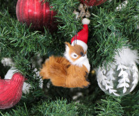 Squirrel with Santa Hat Decoration