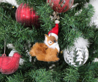 Squirrel with Santa Hat Decoration