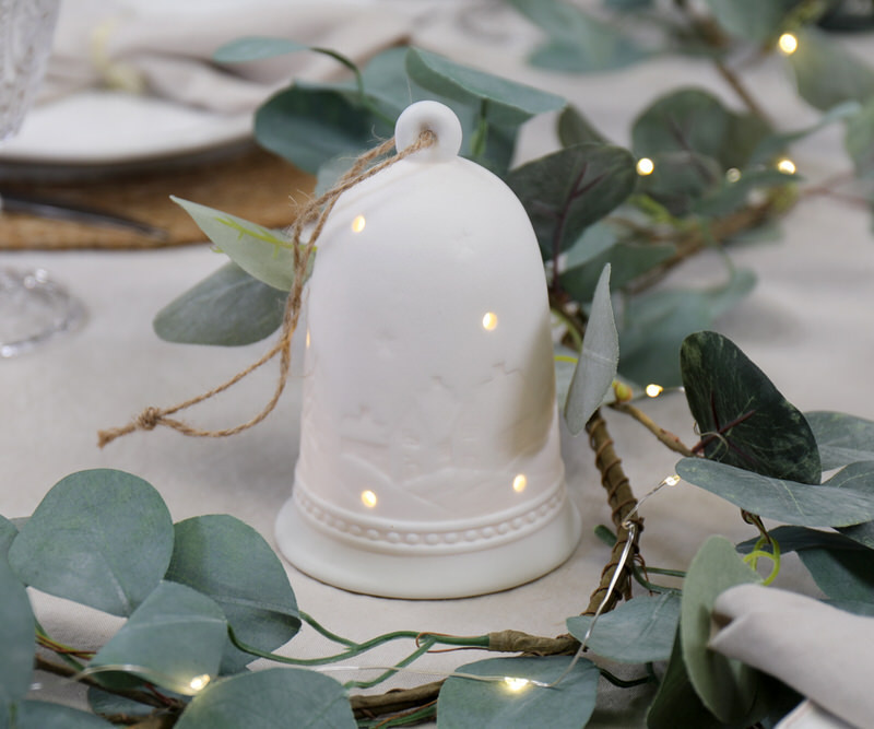 Wonderland White Porcelain Bell with Lights