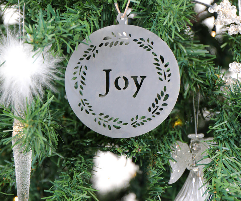 Joy Vintage Tin Christmas Decoration