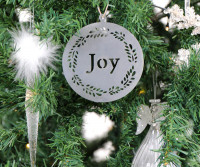 Joy Vintage Tin Christmas Decoration