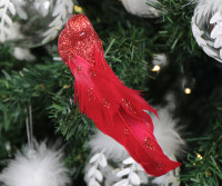 Set 6 Luella Red Bird Christmas Tree Decorations