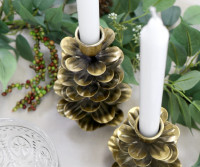 Large Gold Pine Cone Candle Holder