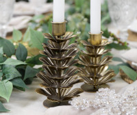 Large Gold Pine Cone Candle Holder