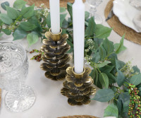 Small Gold Pine Cone Candle Holder