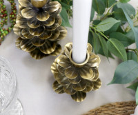 Small Gold Pine Cone Candle Holder