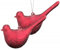 Set 2 Sugared Red Bird Tree Decorations