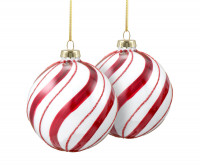 Set 2 Joy Candy Stripe Glass Baubles