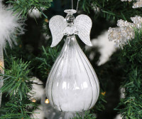 Large Glitter Glass Angel Tree Decoration