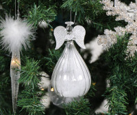 Large Glitter Glass Angel Tree Decoration