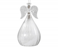 Large Glitter Glass Angel Tree Decoration