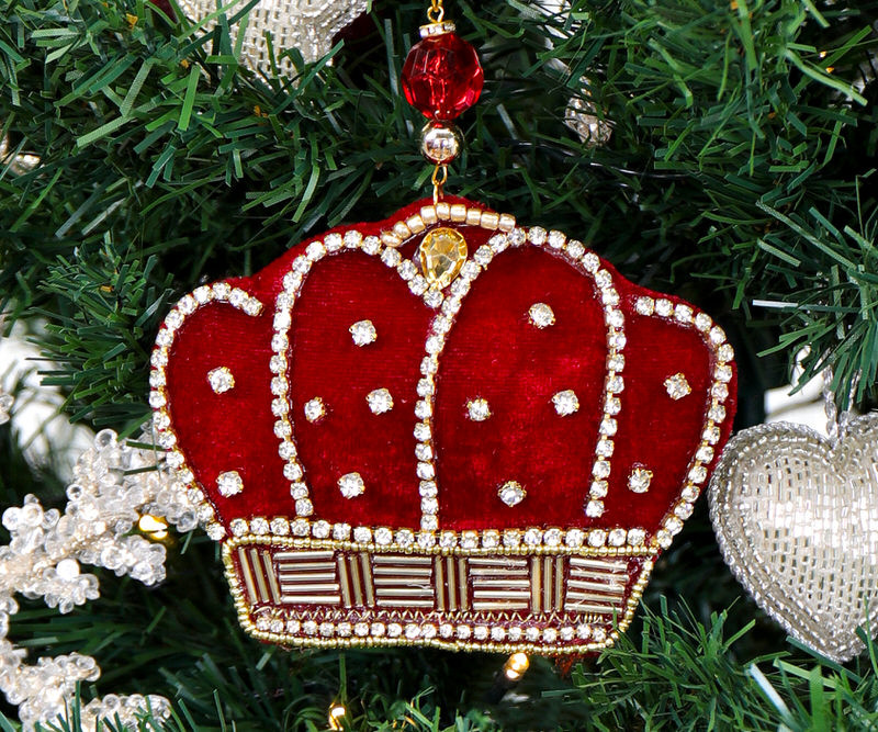 Imperial Red Velvet Crown Tree Decoration