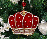 Imperial Red Velvet Crown Tree Decoration