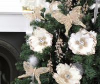 Larissa Ivory Velvet Flower Tree Decoration