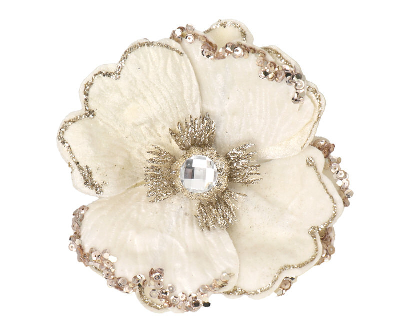 Larissa Ivory Velvet Flower Tree Decoration