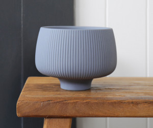 Alana Blue Ribbed Plant Pot