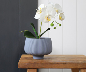 Alana Blue Ribbed Plant Pot