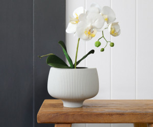 Alana Cloud Grey Ribbed Plant Pot