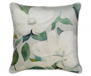 Morland White Magnolias Velvet Cushion