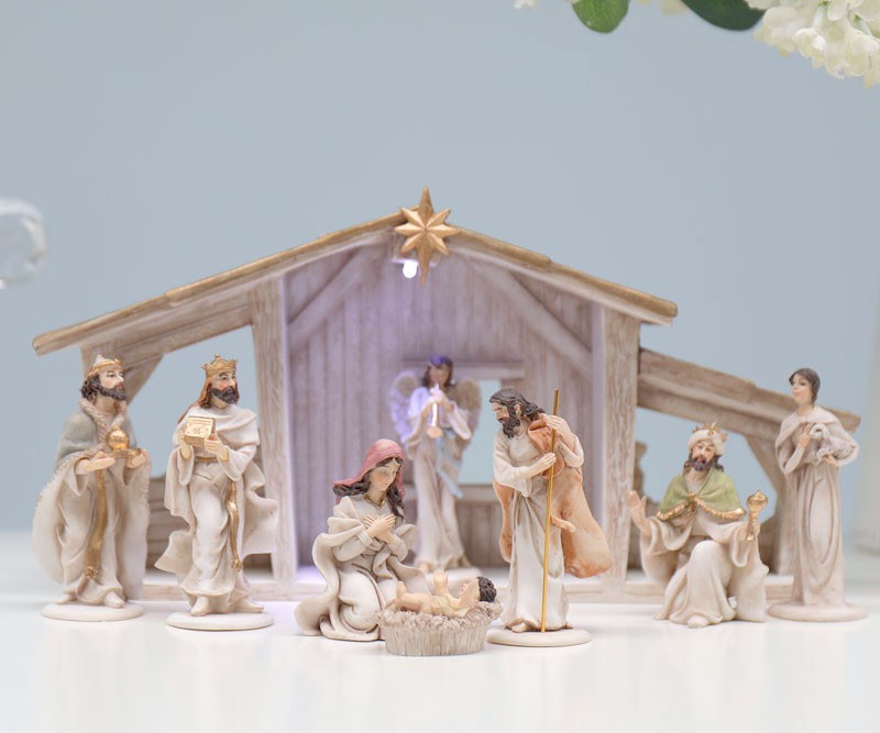 Silent Night Nativity Set and Stable Scene - Ivory