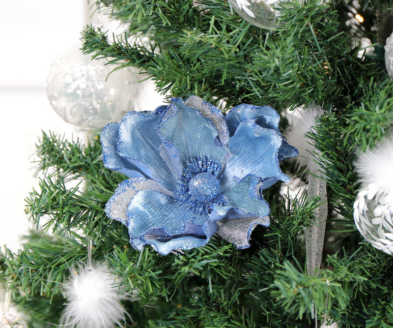 Madigan Blue Velvet Flower Tree Decoration