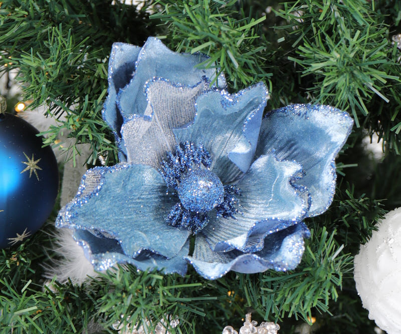 Madigan Blue Velvet Flower Tree Decoration