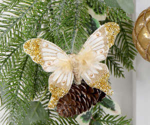 Set 3 Golden Frost Butterfly Decorations