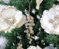 Gold Crystal Frost Berries Tree Decoration