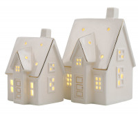 Large Woodford White Ceramic House with Lights