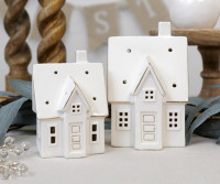 Large Woodford White Ceramic House with Lights