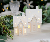 Large Woodford White Ceramic House with Lights