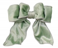 Soft Green Velvet Bow on Clip