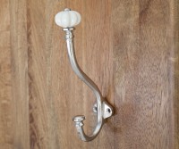 Kenton Silver Hook with Off-White Ceramic Knob