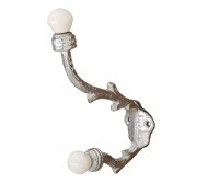 Cranbrook Silver Hook with White Ceramic Knobs