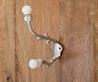 Cranbrook Silver Hook with White Ceramic Knobs