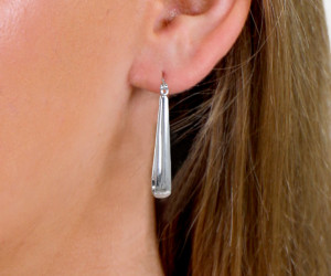 Larkin Long Silver Hoop Earrings