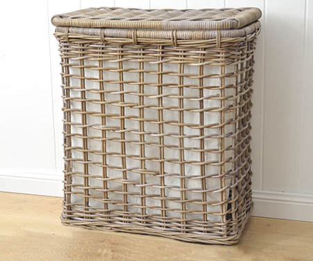 tall wicker laundry basket with lid