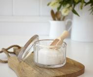 Glass Salt Pot With Wooden Scoop