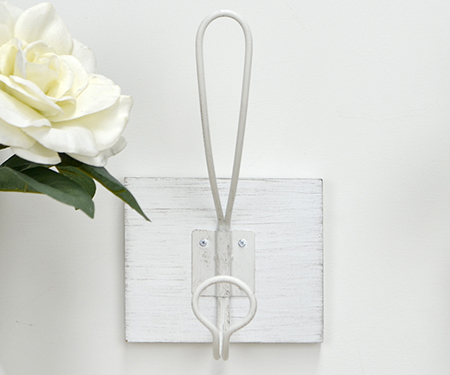 White Coat Hook on Wood