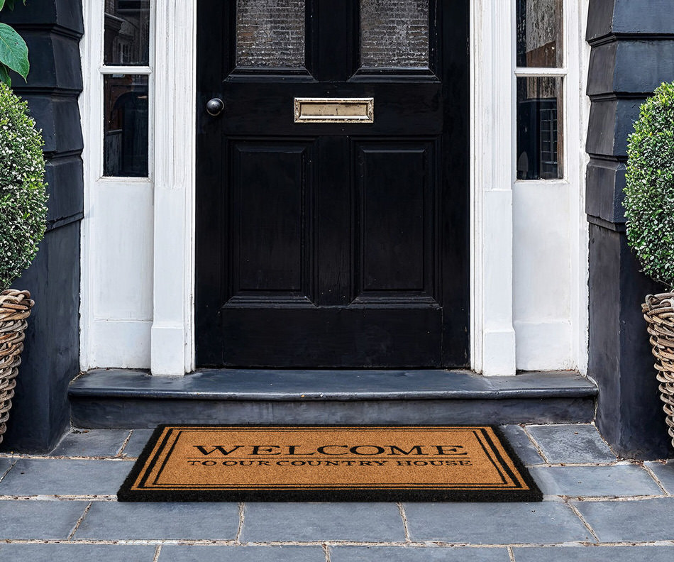 Black Welcome To Our Country House Doormat