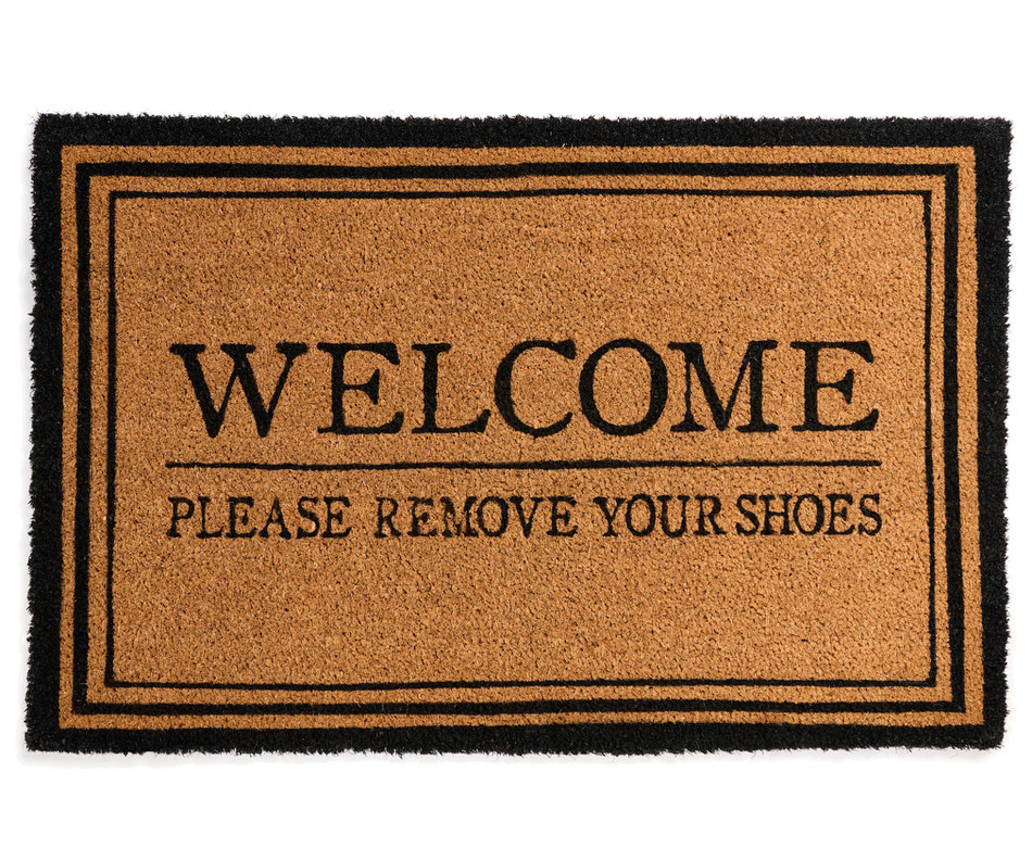 Black Welcome 'Please Remove Your Shoes' Doormat