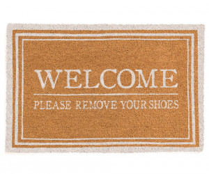 White Welcome 'Please Remove Your Shoes' Doormat