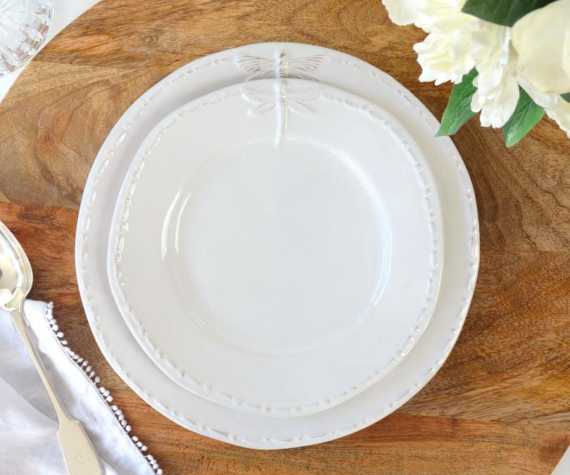 Dragonfly Lunch Plate - White French Provincial Plate